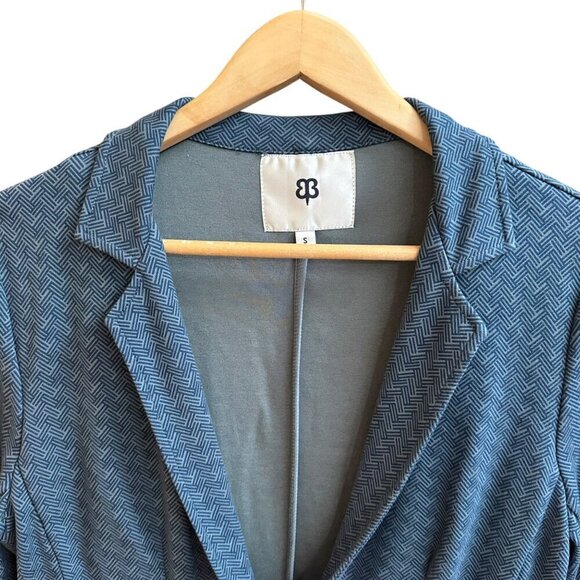 Betabrand Blazer Chevron Patterned Blue Gray Stretch Pockets Career Work Size SM - Picture 4 of 9